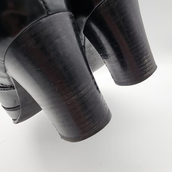 Etienne Aigner Wingtip Ankle Boots Size 9.5M Black 3" Stack Heel Brogue Witchy - Picture 8 of 16